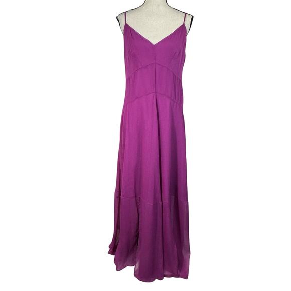Bar III SZ 14 Maxi Dress V-Neck Spaghetti Straps Lined Slits Rear Zip Amethyst - Picture 1 of 12